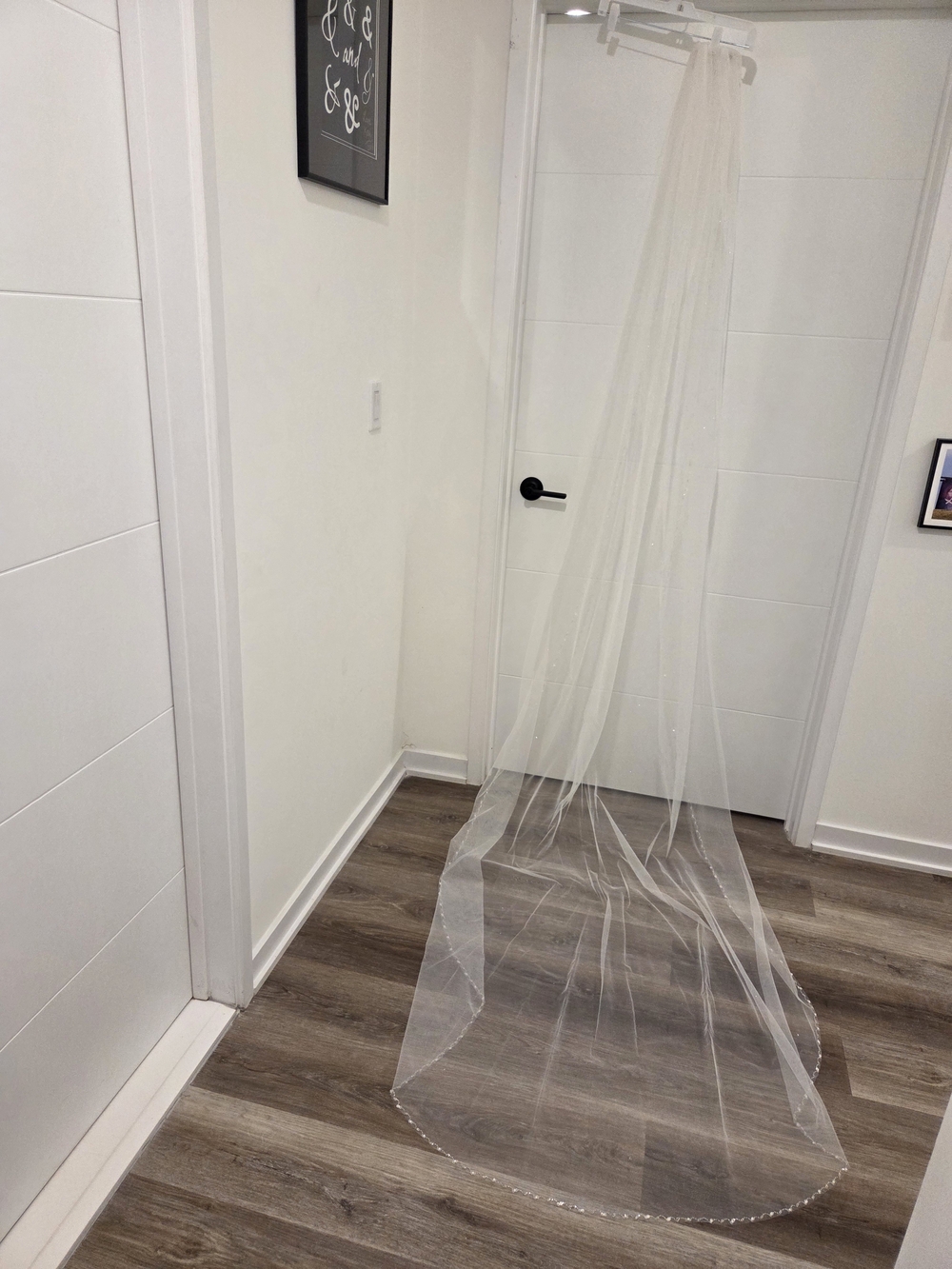 White Sheer Bridal Veil with Beaded Edge